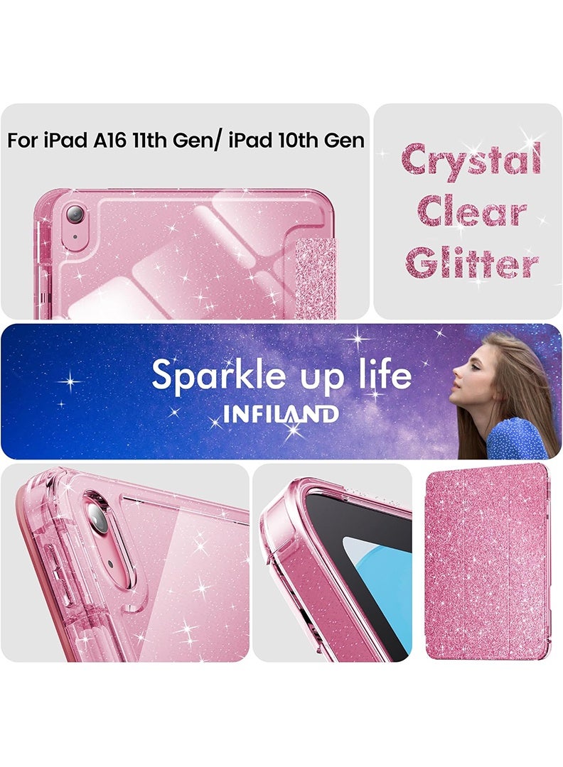 Theodor Case For iPad (A16) 11th 11 inch 2025 Gen iPad 11 Case/ iPad 10th Gen 2022 iPad 10 Case Glittering Sparkly Shockproof Cover with Shiny Clear Back for iPad 11th 2025/ iPad 10th Gen 2022- Glitter Pink - Image 2